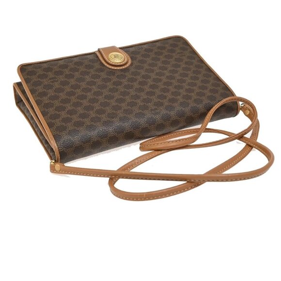 CELINE Logo Macadam Pattern Shoulder Bag PVC Leather Brown GHW Italy 36FB775 - Picture 5 of 16